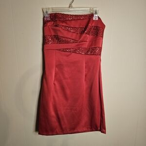 Jessica McClintock For Gunne Sax Vintage 90s Red Sequin Cocktail Formal Dress